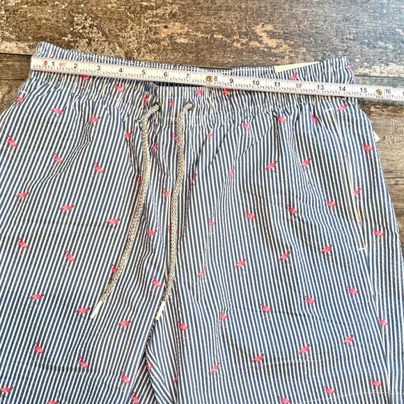 Rainforest Stripe Flamingo Print Seersucker 7" Swim Trunks Mens Size‎ Small NWT - Picture 11 of 14